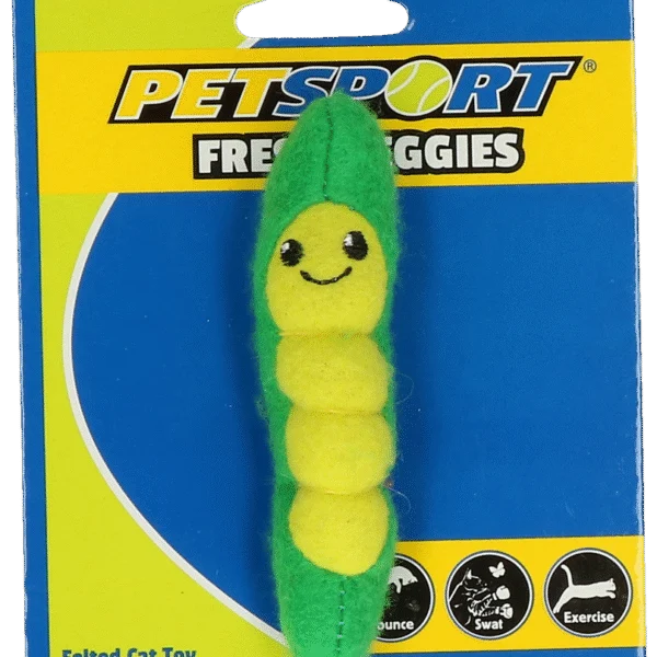 Zabawka dla kota w kształcie strączka z kocimiętką i polarem – Petsport Fresh Veggies Boon