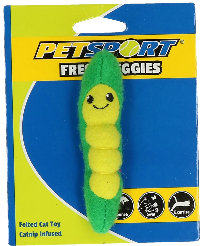 Zabawka dla kota w kształcie strączka z kocimiętką i polarem – Petsport Fresh Veggies Boon - obrazek 1