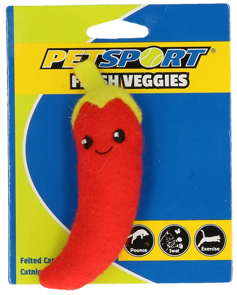 Zabawka dla kota Papryczka chili z kocimiętką i polarem – Petsport Fresh Veggies - obrazek 1