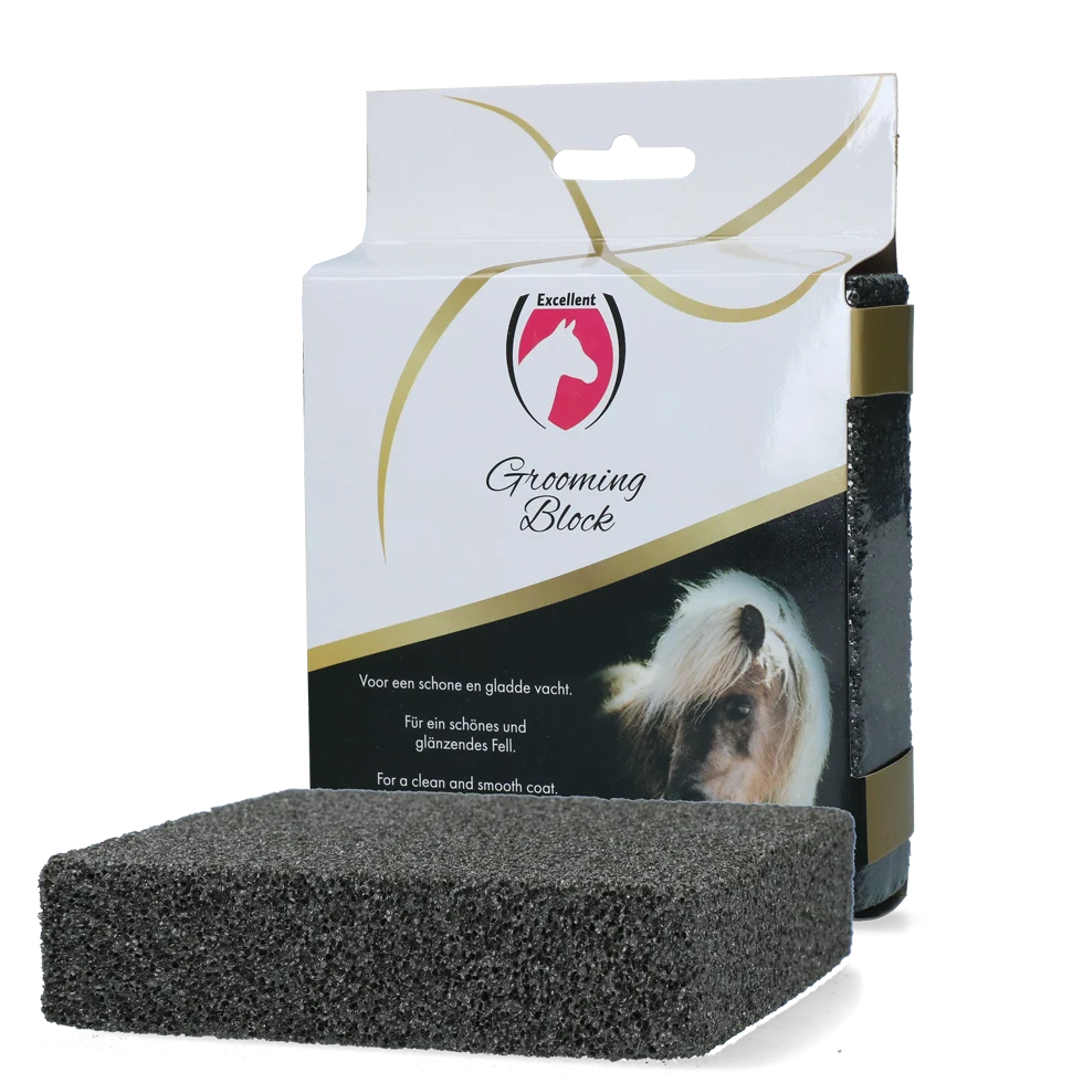 POET0001.png Kamień pielęgnacyjny do usuwania luźnej sierści i jajeczek gzów, 12 x 12 x 3 cm – Excellent Horse Grooming Block - obrazek 1
