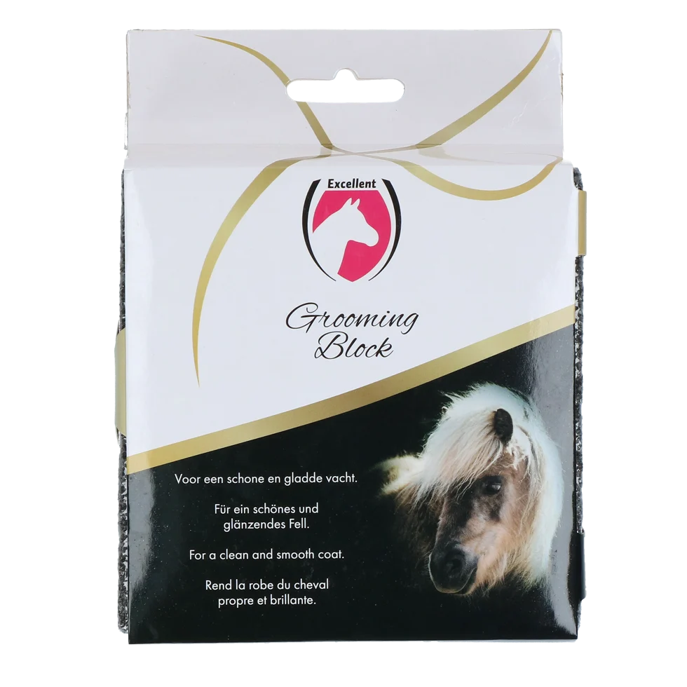 Kamień pielęgnacyjny do usuwania luźnej sierści i jajeczek gzów, 12 x 12 x 3 cm – Excellent Horse Grooming Block - obrazek 2