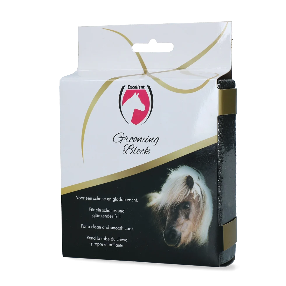 Kamień pielęgnacyjny do usuwania luźnej sierści i jajeczek gzów, 12 x 12 x 3 cm – Excellent Horse Grooming Block - obrazek 3