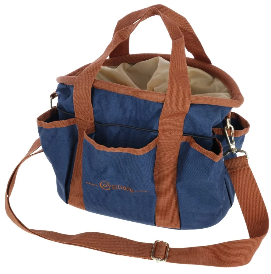 Torba na akcesoria jeździeckie z 6 kieszeniami zewnętrznymi i odpinanym paskiem na ramię, niebieska, 28 x 20 x 22 cm – Covalliero Grooming Bag - obrazek 1