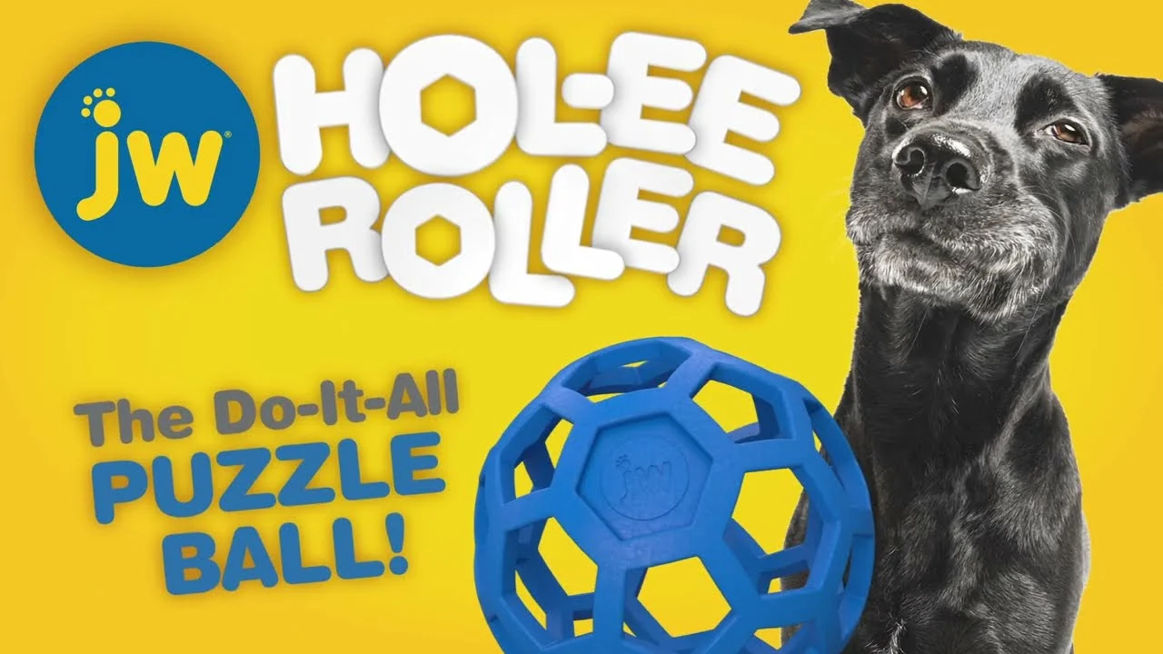 Piłka dla psa z naturalnej gumy na przysmaki, 19 cm, kolor losowy – JW Hol-ee Roller - obrazek 2