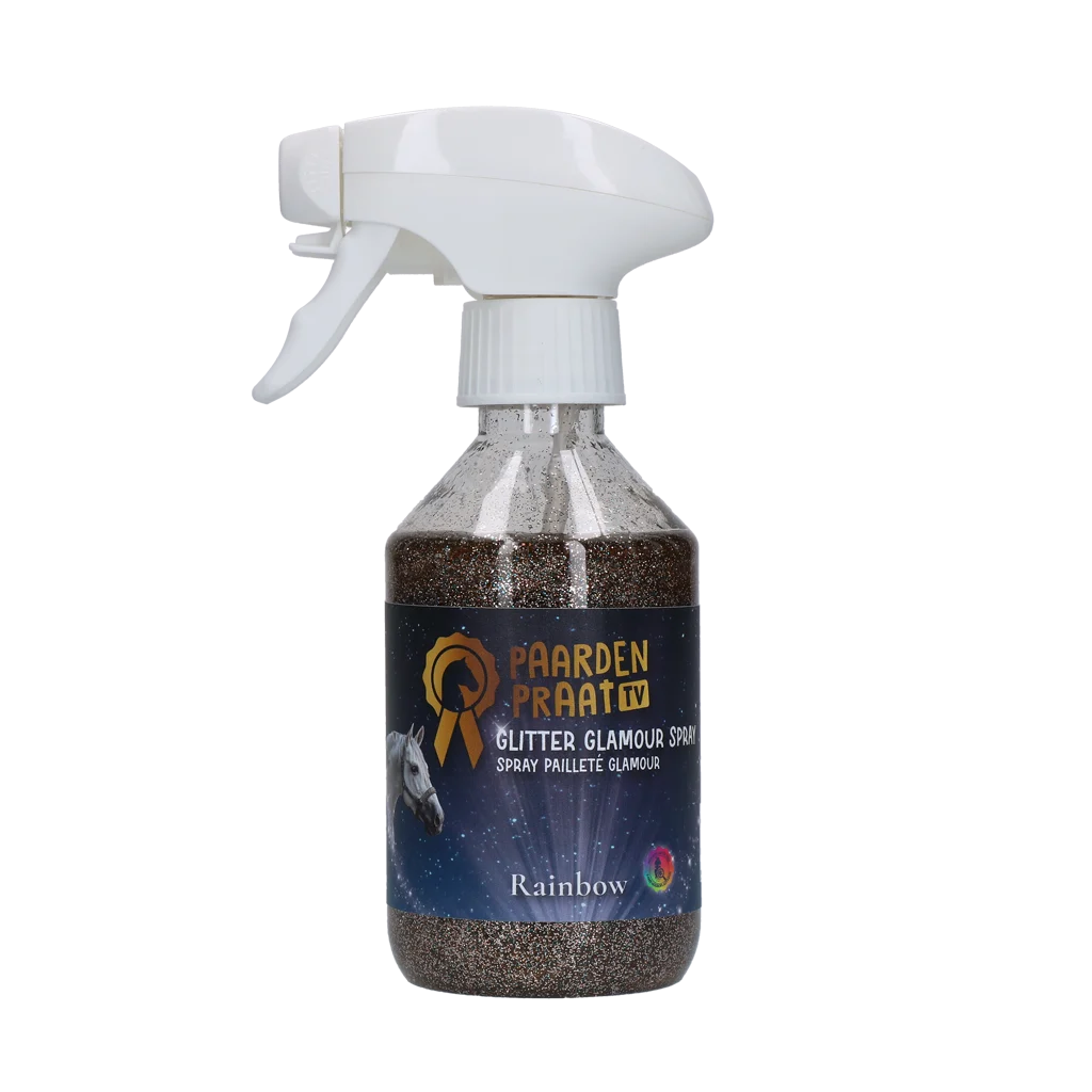 Brokatowy spray dla koni, tęczowy, 250 ml – Paardenpraat TV Glitter Glamour Spray - obrazek 1