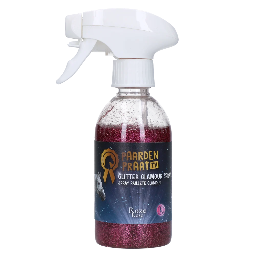 Brokatowy spray dla koni, różowy, 250 ml – Paardenpraat TV Glitter Glamour Spray - obrazek 1