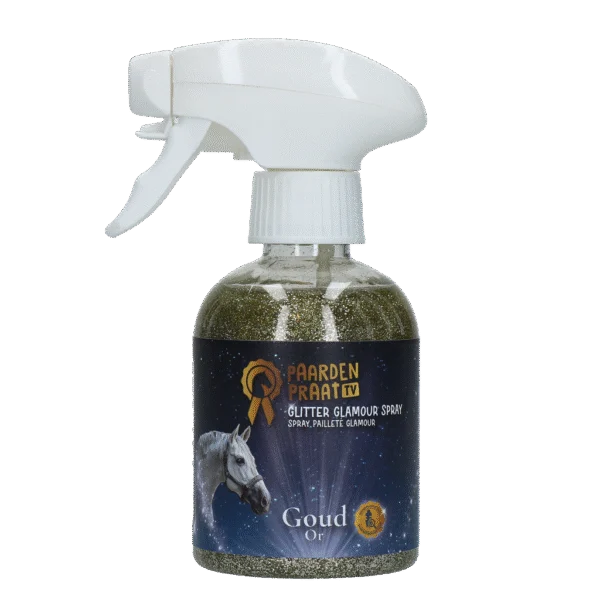 Brokatowy spray dla koni, złoty, 250 ml – Paardenpraat TV Glitter Glamour Spray