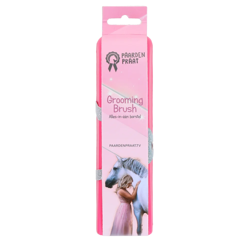 Szczotka dla konia do masażu i kąpieli, różowa M, 17,5 cm – Paardenpraat TV Grooming Brush - obrazek 1