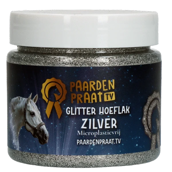 Brokatowy lakier do kopyt na bazie wody, srebrny – Paardenpraat TV Glitter Hoeflak