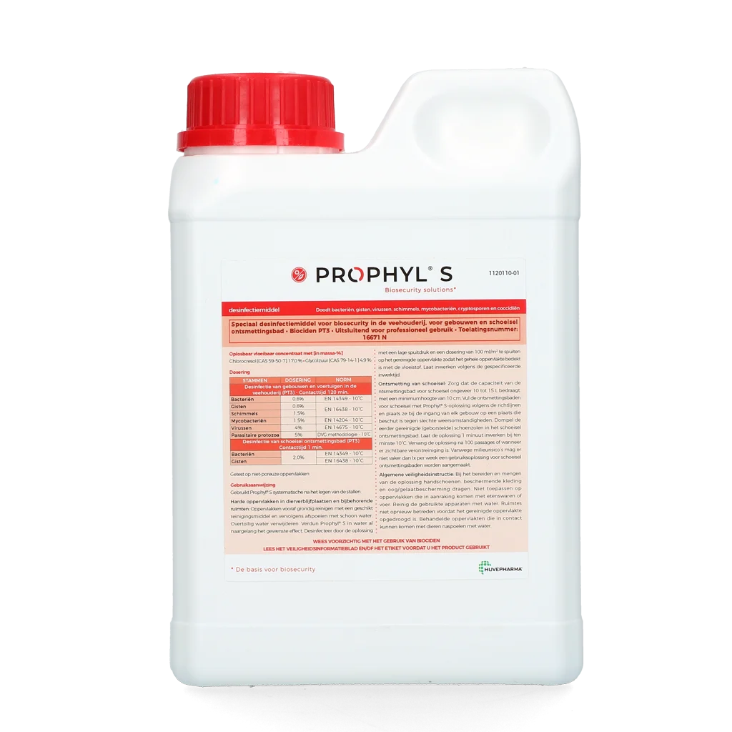 PROPH001.png Środek dezynfekujący do pomieszczeń dla zwierząt 1 l – Huvepharma Prophyl S - obrazek 1
