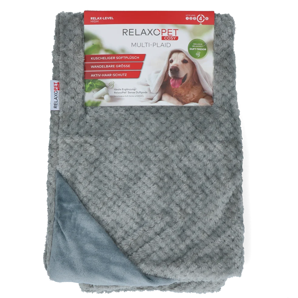 Koc dla psa z mik pluszu, szary, 65 x 95 cm – Relaxopet Cosy Multi-Plaid Original - obrazek 1
