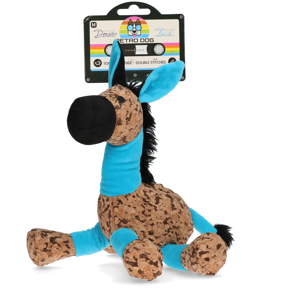 Pluszowa zabawka dla psa Osiołek z piszczałką, niebieski M – Retro Dog Donkey - obrazek 1