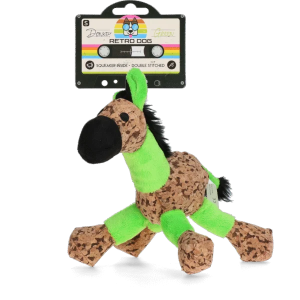 Pluszowa zabawka dla psa Osiołek z piszczałką, zielony S – Retro Dog Donkey