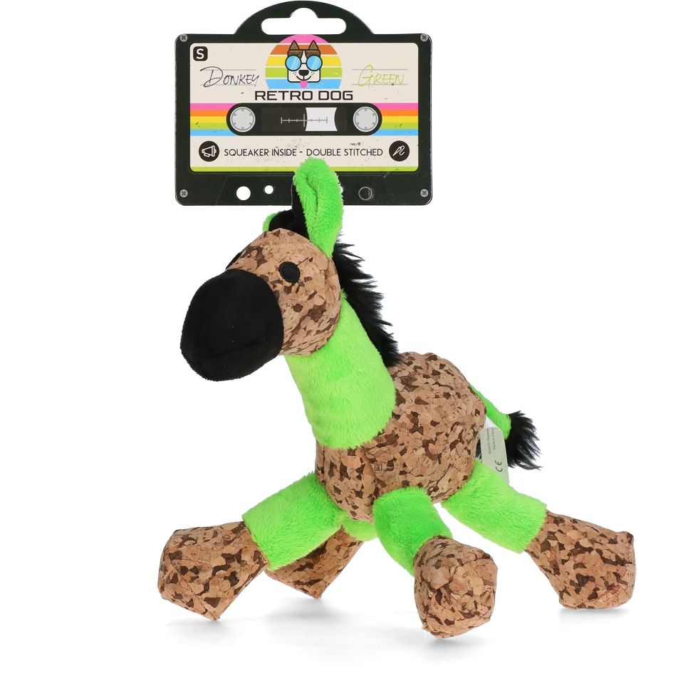 Pluszowa zabawka dla psa Osiołek z piszczałką, zielony S – Retro Dog Donkey - obrazek 1