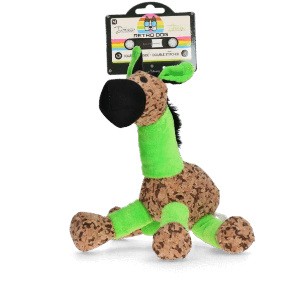 Pluszowy osiołek dla psa z piszczałką, zielony M – Retro Dog Donkey