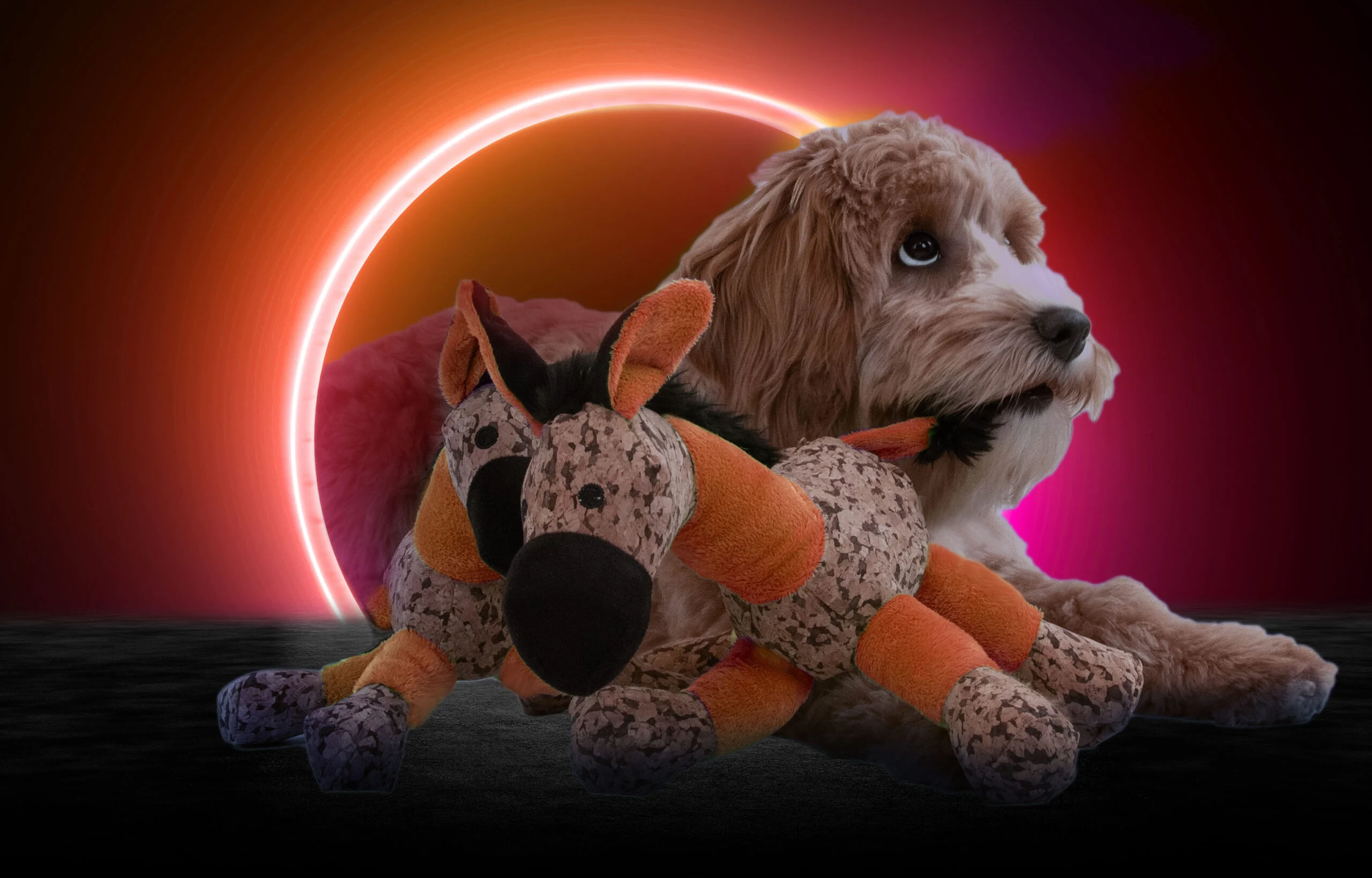 Pluszowa zabawka dla psa, osiołek z piszczałką, pomarańczowy S – Retro Dog Donkey - obrazek 4
