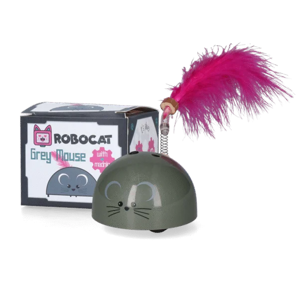Myszka do zabawy z czujnikiem ruchu i Madnip, szara – Robocat Mouse