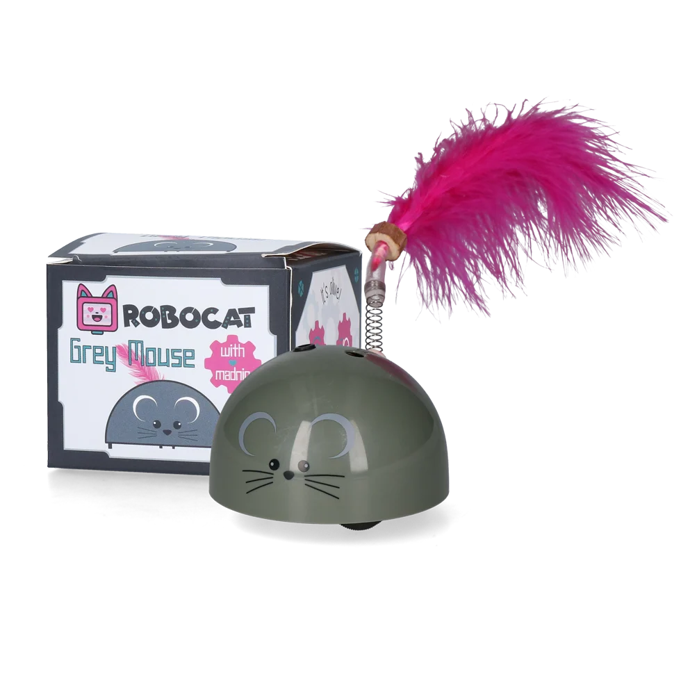 Myszka do zabawy z czujnikiem ruchu i Madnip, szara – Robocat Mouse - obrazek 1