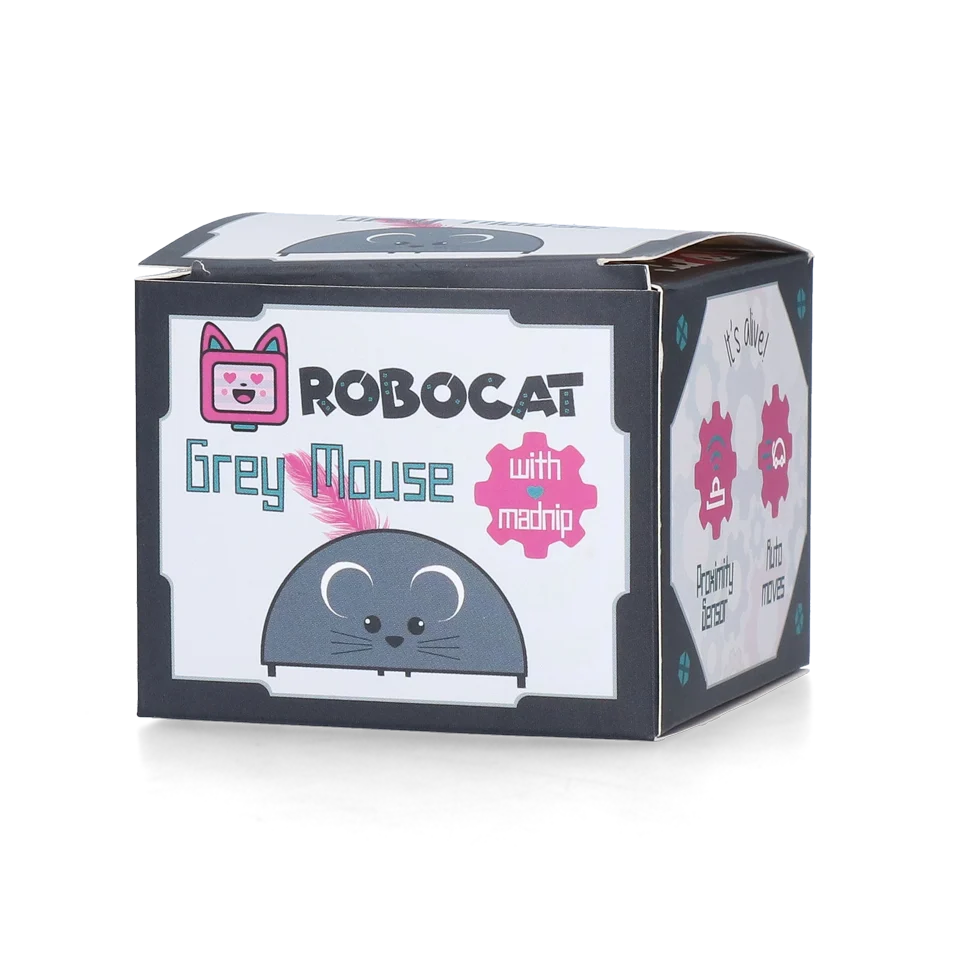 Myszka do zabawy z czujnikiem ruchu i Madnip, szara – Robocat Mouse - obrazek 4