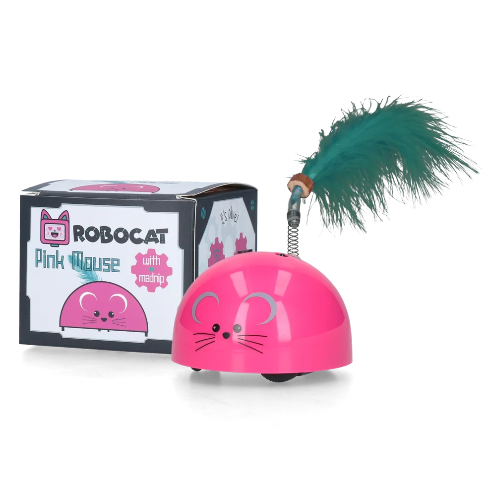Zabawka w kształcie myszy z czujnikiem ruchu i madnipem, różowa – Robocat Mouse - obrazek 1