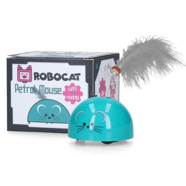 Myszka do zabawy z czujnikiem ruchu i Madnip, petrol – Robocat Mouse