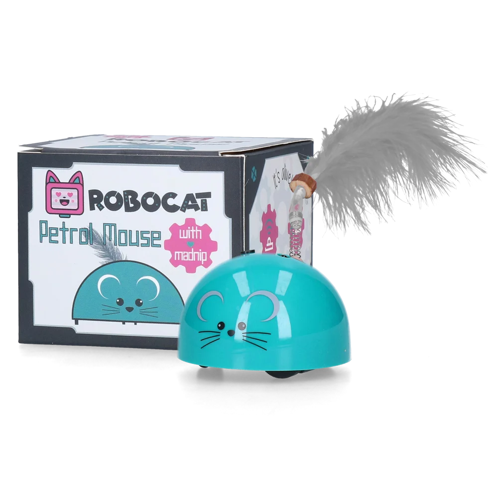 Myszka do zabawy z czujnikiem ruchu i Madnip, petrol – Robocat Mouse - obrazek 1