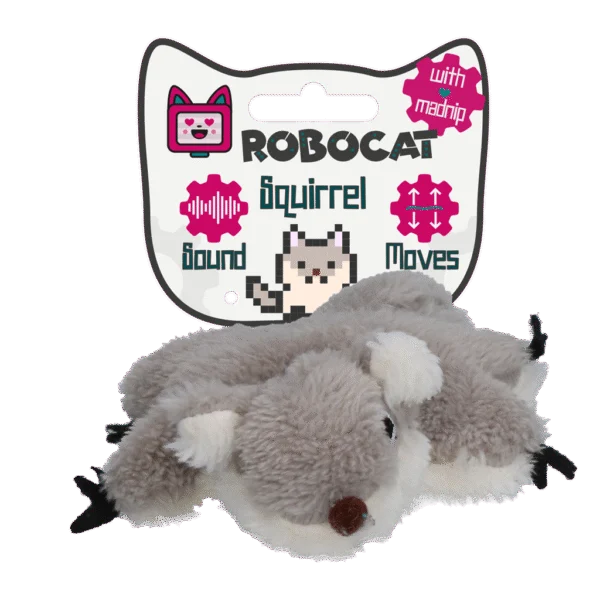Interaktywna zabawka dla kota z dźwiękiem i madnipem – wiewiórka Robocat
