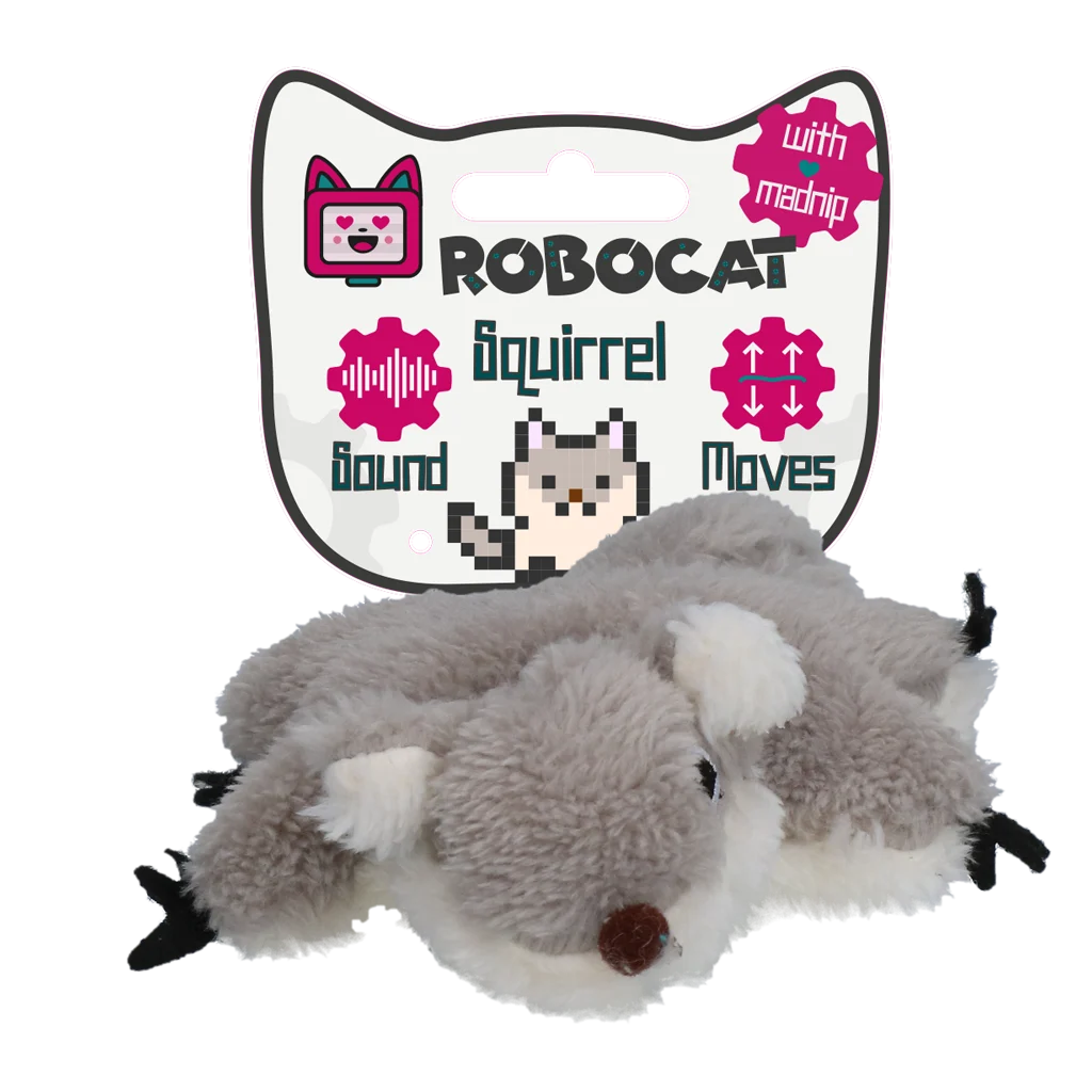 Interaktywna zabawka dla kota z dźwiękiem i madnipem – wiewiórka Robocat - obrazek 1