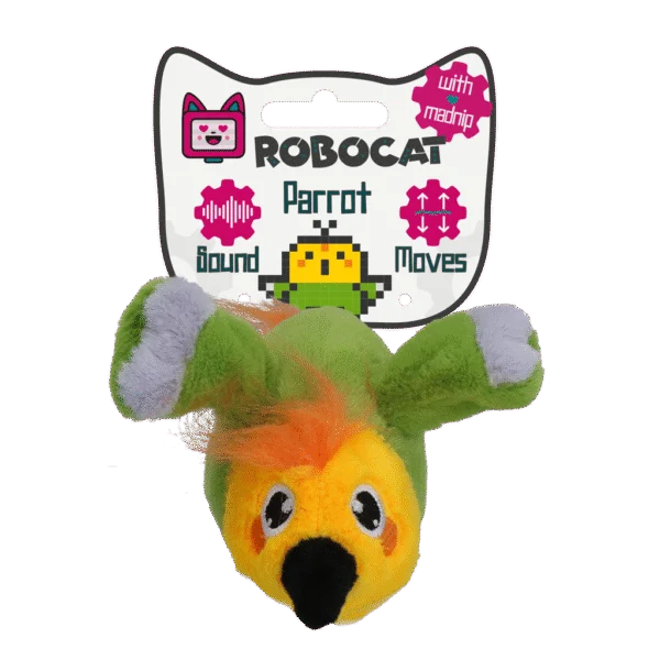 Ruchoma zabawka dla kota z dźwiękiem i Madnip – Robocat Papuga