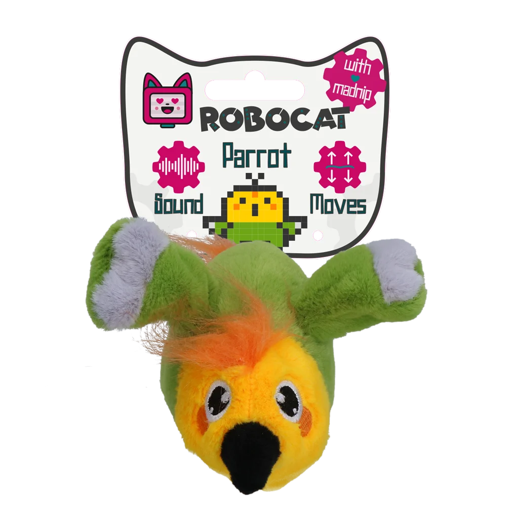 Ruchoma zabawka dla kota z dźwiękiem i Madnip – Robocat Papuga - obrazek 1
