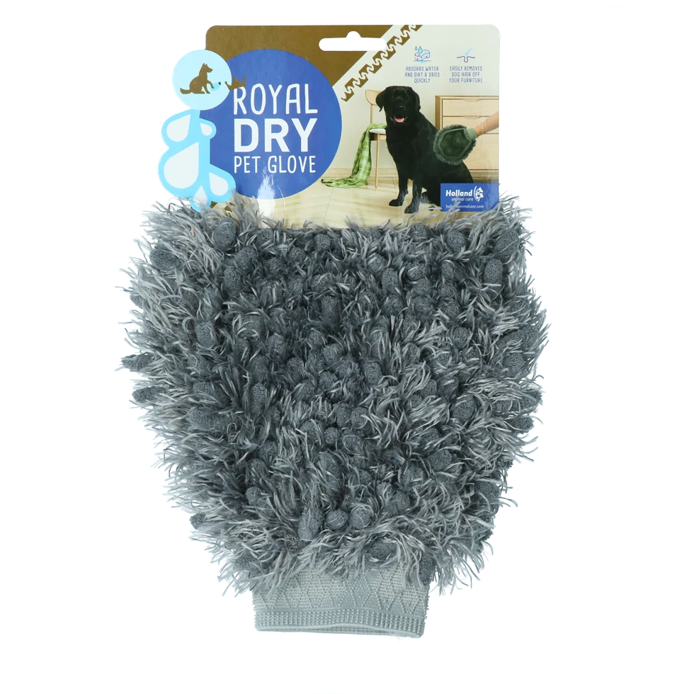 Rękawica do wycierania i szczotkowania psa z mikrofibry, 24 x 18 cm – Royal Dry - obrazek 1