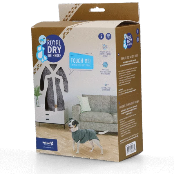 Szlafrok dla psa z mikrofibry S, długość grzbietu 37 do 45 cm – Royal Dry
