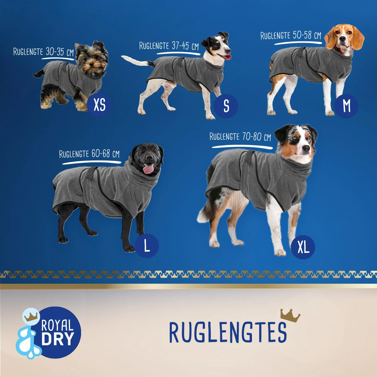 Ręcznik dla psa z mikrofibry L, długość grzbietu 75 cm – Royal Dry Doggy Bag - obrazek 3