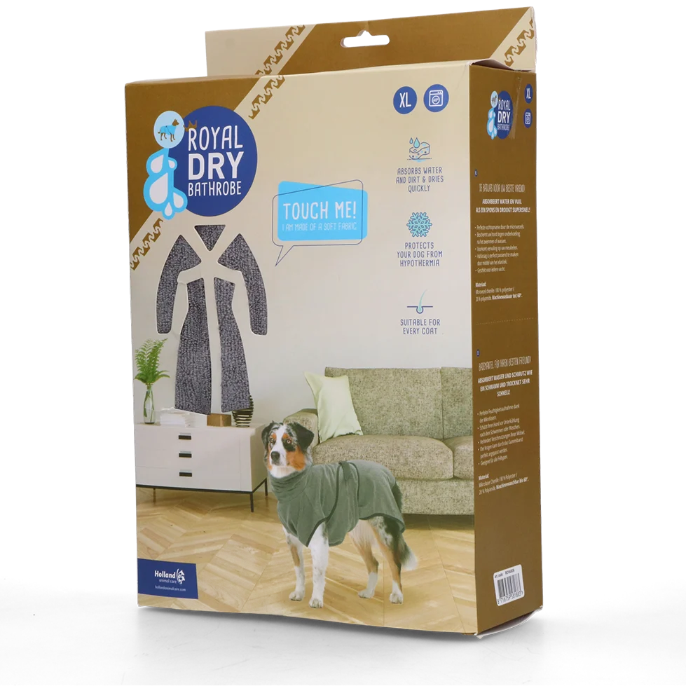 Szlafrok dla psa z mikrofibry XL, długość grzbietu 70 do 80 cm – Royal Dry - obrazek 1
