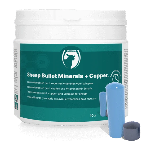 Bolus dla owiec z miedzią, 10 bolusów i 10 microbullets – Excellent Sheep Bullet Minerals + Koper