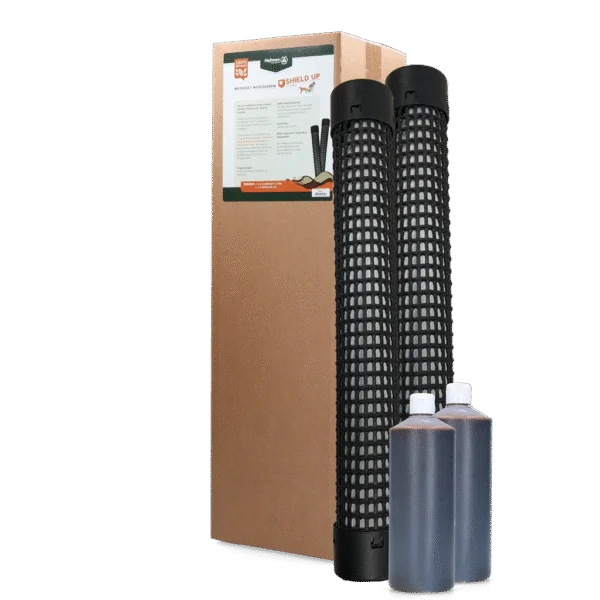 Zestaw pastwiskowy przeciw drapieżnikom, 2 tuleje i 2 x 1 l płynu – Shield Up Stay Away Weide Set Roofdieren