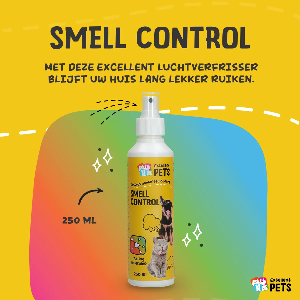 Odświeżacz powietrza w sprayu do pomieszczeń dla zwierząt 250 ml – Excellent Pets Smell Control - obrazek 3