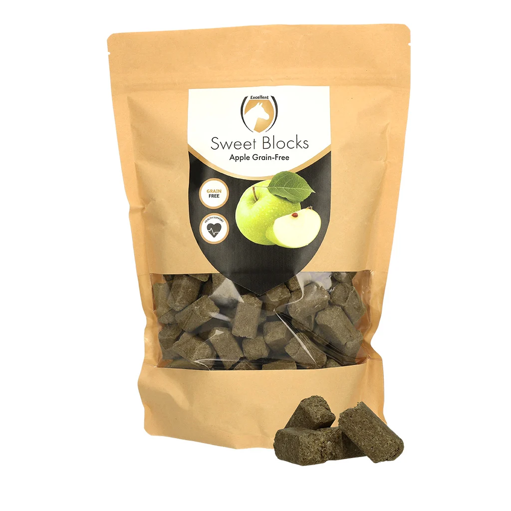 Przysmaki dla koni z jabłkiem, bezzbożowe, 1 kg – Excellent Horse Sweet Blocks Grain-Free - obrazek 1