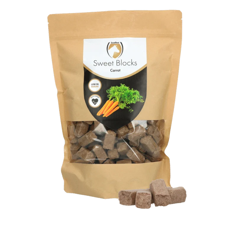 Przysmaki dla koni z marchewką, niskocukrowe, 1 kg – Excellent Horse Sweet Blocks