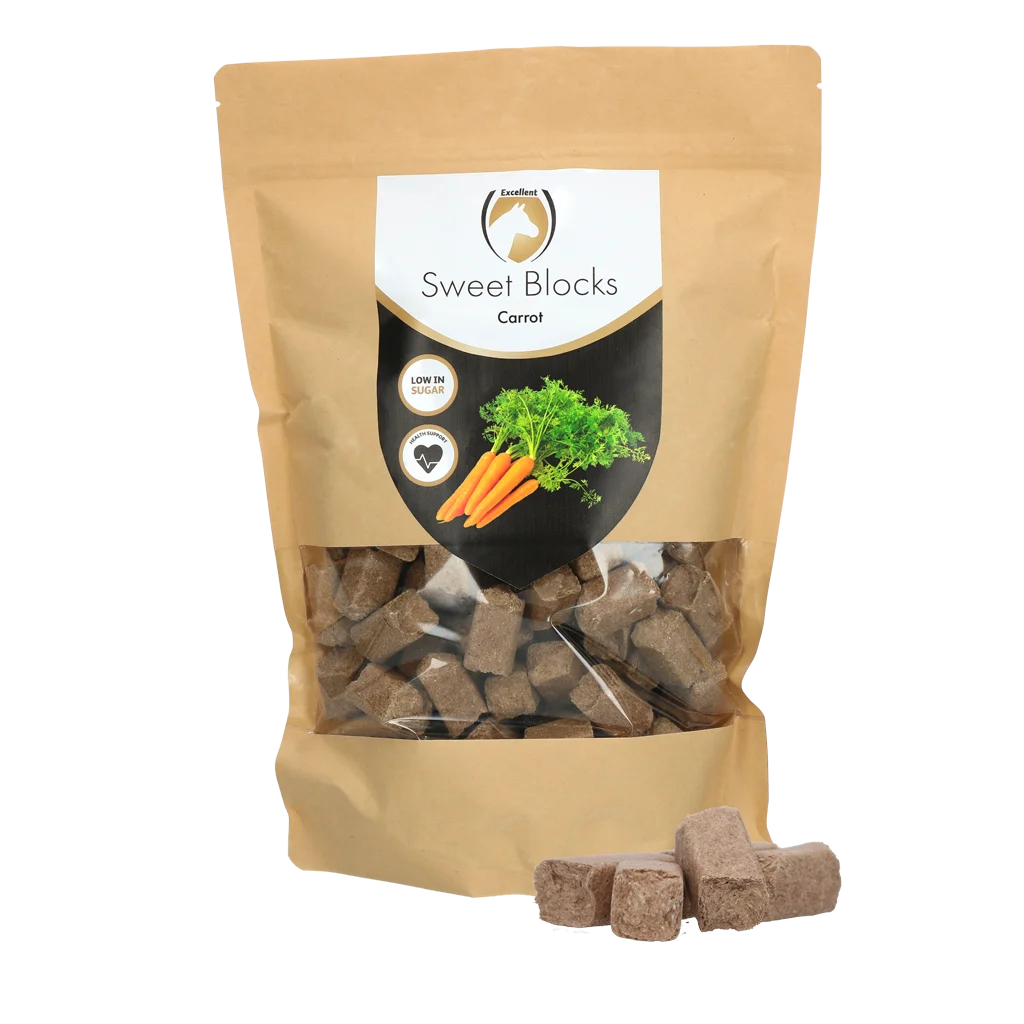 Przysmaki dla koni z marchewką, niskocukrowe, 1 kg – Excellent Horse Sweet Blocks - obrazek 1