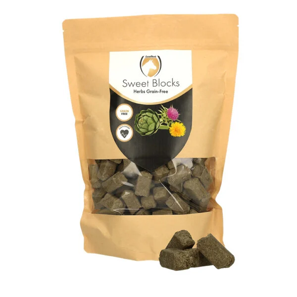 Przysmaki dla koni ziołowe, bez zbóż, 1 kg – Excellent Horse Sweet Blocks Grain-Free