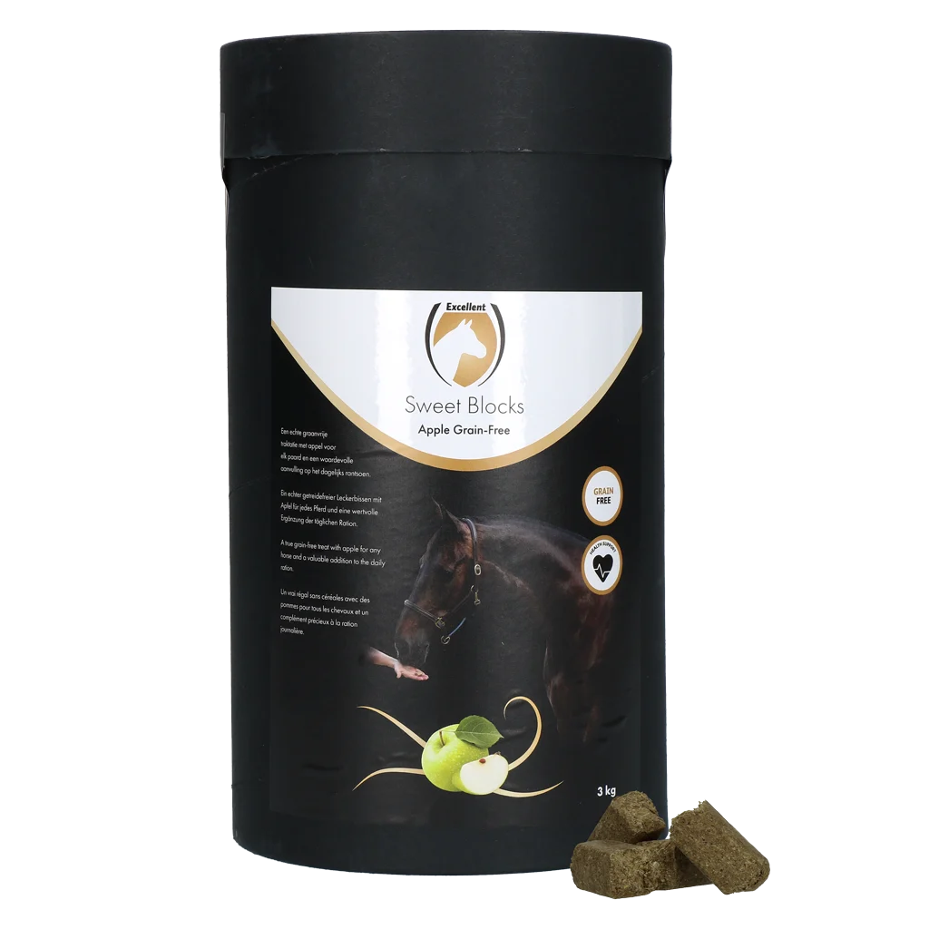 Przysmaki dla koni o smaku jabłkowym, bezzbożowe, 3 kg – Excellent Horse Sweet Blocks Grain-Free - obrazek 1
