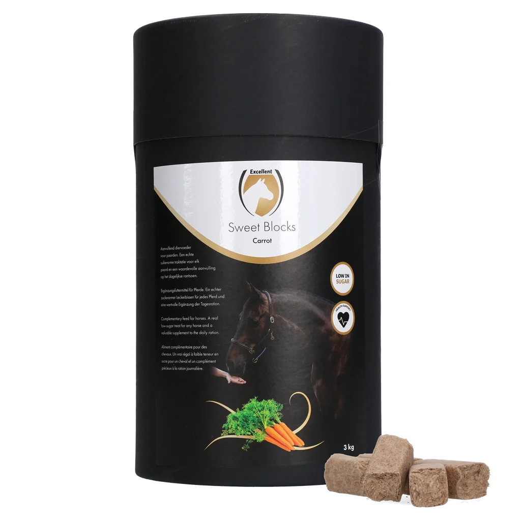 Przysmaki dla koni z marchewką, o niskiej zawartości cukru, 3 kg – Excellent Horse Sweet Blocks - obrazek 1