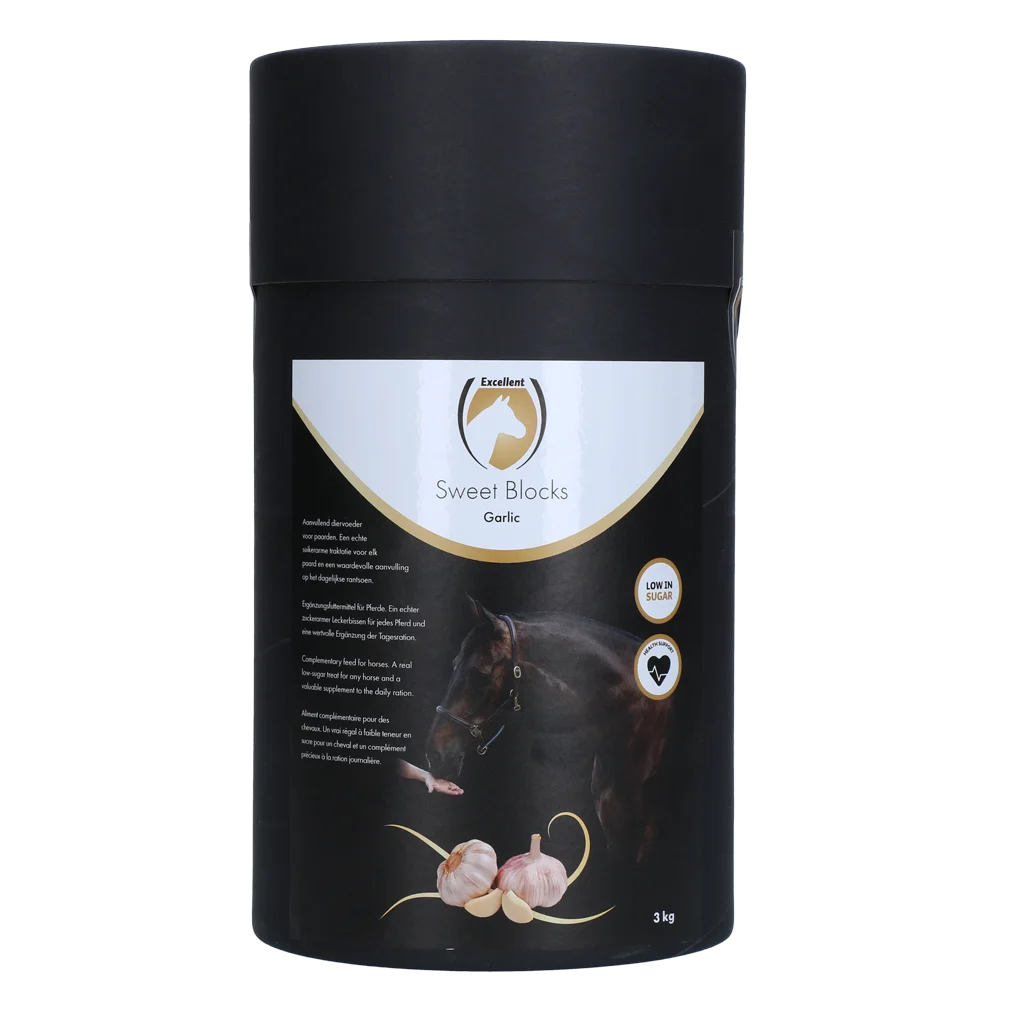 Przysmaki dla koni z czosnkiem, niskocukrowe, 3 kg – Excellent Horse Sweet Blocks - obrazek 1