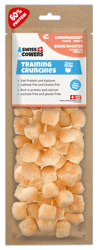 Serowe przysmaki treningowe dla psów z olejem z łososia, 30 przysmaków – SwissCowers Cheese Crunchies Training Brain Booster - obrazek 1