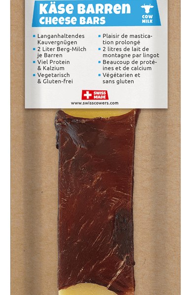 Serowy gryzak dla psów z wołowiną, bez laktozy – SwissCowers Cheese Bars Black Angus L