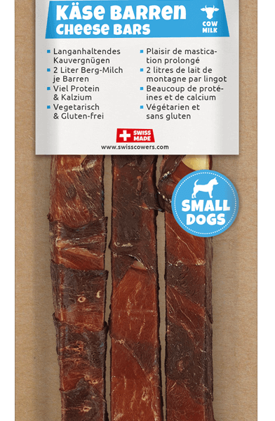 Serowy gryzak dla psów z wołowiną, bez laktozy – SwissCowers Cheese Bars Black Angus S