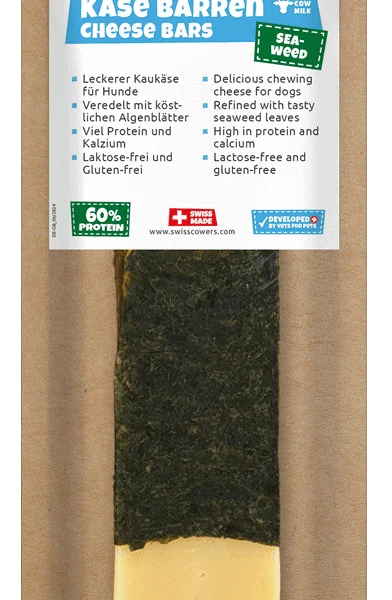 Serowy gryzak dla psa z wodorostami, bez laktozy – SwissCowers Cheese Bars Seaweed L