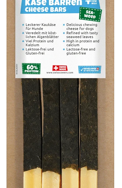 Ser gryzak dla psa z wodorostami, bez laktozy – SwissCowers Cheese Bars Seaweed S
