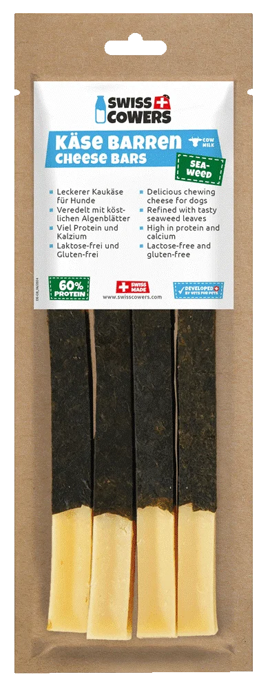 Ser gryzak dla psa z wodorostami, bez laktozy – SwissCowers Cheese Bars Seaweed S - obrazek 1